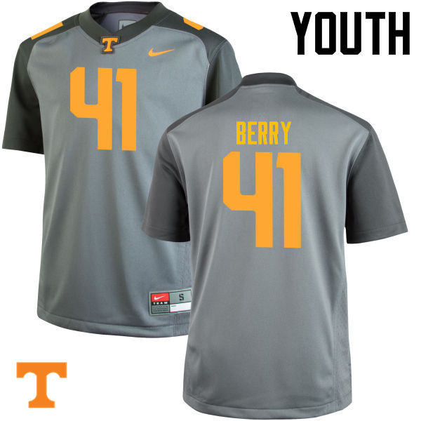 Youth #41 Elliott Berry Tennessee Volunteers College Football Jerseys-Gray